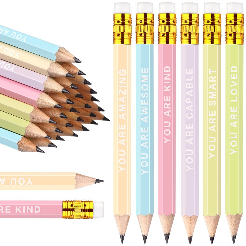 Youdaju 60Pcs Mini Pencils Bulk Inspirational Golf Pencils 4.1inch Short Woodden Pen-cils with Eraser for Kids Student Teacher Office Supplies - Image 1