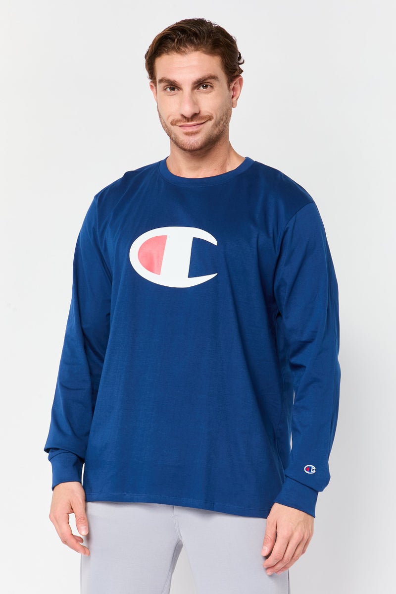 Champion Men Sportswear Fit Long Sleeve Outdoor T-Shirt, Navy - Image 1