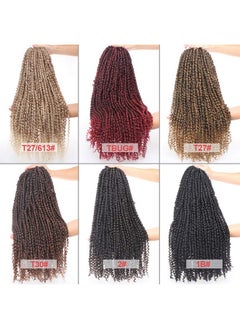Leeven 8 Packs Pretwisted Passion Twist Crochet Hair 22 Inch 12 Strands/Pack Ombre Color Hair For Passion Twist Braiding Curly Ends Hair Extensions T27  - Image 5