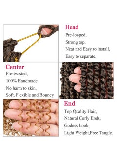Leeven 8 Packs Pretwisted Passion Twist Crochet Hair 22 Inch 12 Strands/Pack Ombre Color Hair For Passion Twist Braiding Curly Ends Hair Extensions T27  - Image 3