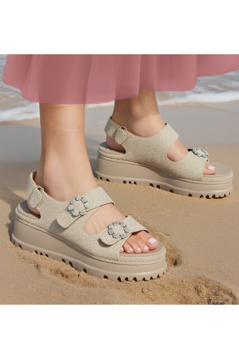Clearance!Adjustable Platform Sandals Bling Buckle  for Ladies & Girls, Non-Slip Sole & Comfort Arch Support- Affordable Luxury Perfect for Wide feet,  Desert Walking & Vacation! - Image 2