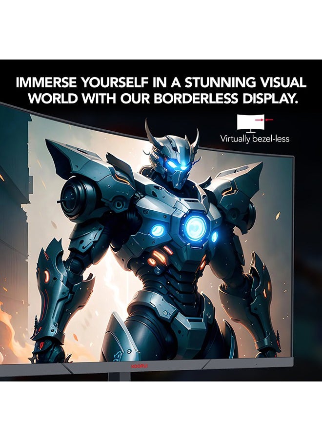 KOORUI - 27-Inch Curved Gaming Monitor 1500R QHD 2560 x 1440,Up to 180Hz Refresh Rate, 1ms Response Time, sRGB 100% Color Gamut, DCI-P3 90%, 4000: 1 Static Contrast, 1.07 billion (8+FRC) Maximum Color, Audio Interface, Tilt Adjustable, DisplayPort and HDMI, VESA Compatible, Eye Protection, Crosshair, Timer, Free-sync, G-sync Compatible | 27E6QCA - Image 1