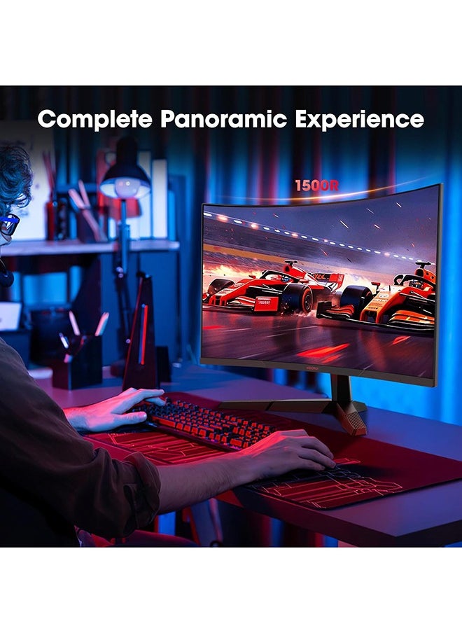KOORUI - 27-Inch Curved Gaming Monitor 1500R QHD 2560 x 1440,Up to 180Hz Refresh Rate, 1ms Response Time, sRGB 100% Color Gamut, DCI-P3 90%, 4000: 1 Static Contrast, 1.07 billion (8+FRC) Maximum Color, Audio Interface, Tilt Adjustable, DisplayPort and HDMI, VESA Compatible, Eye Protection, Crosshair, Timer, Free-sync, G-sync Compatible | 27E6QCA - Image 1