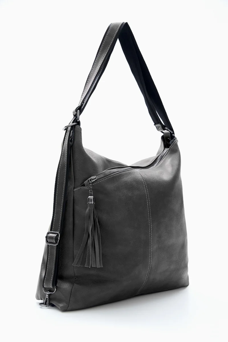 Wecre8 Black Slouchy Tassel Shoulder Bag