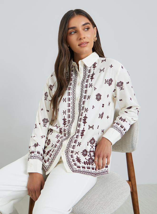 ستايلي بلوزة فضفاض مطرز - Image 1