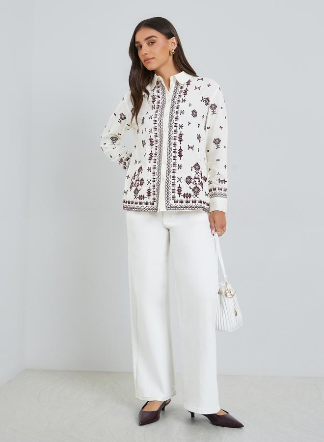 ستايلي بلوزة فضفاض مطرز - Image 2