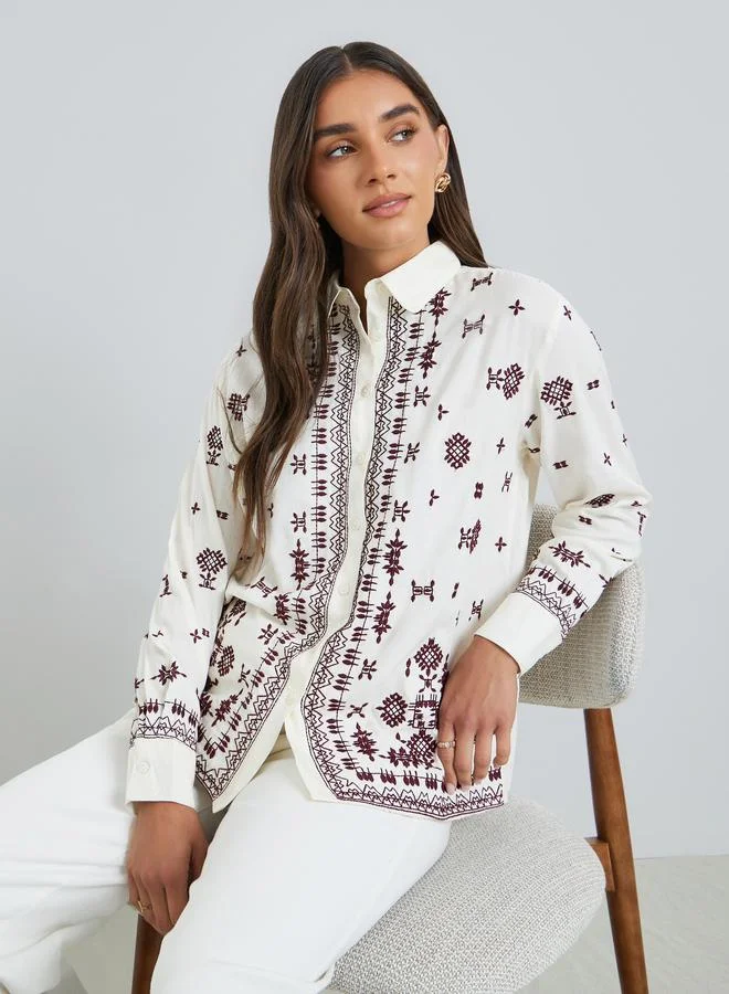 ستايلي بلوزة فضفاض مطرز