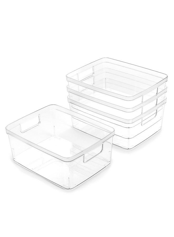 BINO BINO Plastic Storage Containers, Small - 4 Pack THE LUCID COLLECTION, Multi-Use Organizer Bins Built-In Handles BPA-Free Clear, Fridge, Pantry & Home Organization - Image 1