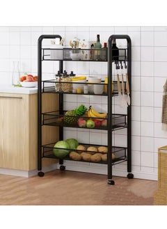 4 Tier Kitchen Multifunctional Storage Holders Movable Racks Stackable Metal Basket Storage Shelf Fruit Vegetable Organizer with Wheels (Black) - pzsku/Z9B1209058C6B84C1B361Z/45/1741407347/2f95b8e9-d2a0-4adf-bae8-848b54fec657