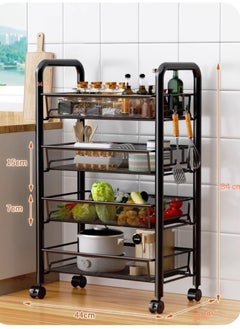 4 Tier Kitchen Multifunctional Storage Holders Movable Racks Stackable Metal Basket Storage Shelf Fruit Vegetable Organizer with Wheels (Black) - pzsku/Z9B1209058C6B84C1B361Z/45/1741407347/474f9608-e681-4723-9ae9-3cf8aebecd72