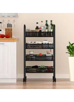 4 Tier Kitchen Multifunctional Storage Holders Movable Racks Stackable Metal Basket Storage Shelf Fruit Vegetable Organizer with Wheels (Black) - pzsku/Z9B1209058C6B84C1B361Z/45/1741407347/49eb501d-e016-42c4-8980-7bf606a57f4d