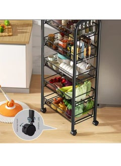 4 Tier Kitchen Multifunctional Storage Holders Movable Racks Stackable Metal Basket Storage Shelf Fruit Vegetable Organizer with Wheels (Black) - pzsku/Z9B1209058C6B84C1B361Z/45/1741407347/578dde2a-d6c4-49dc-81ce-50a8db2312b5