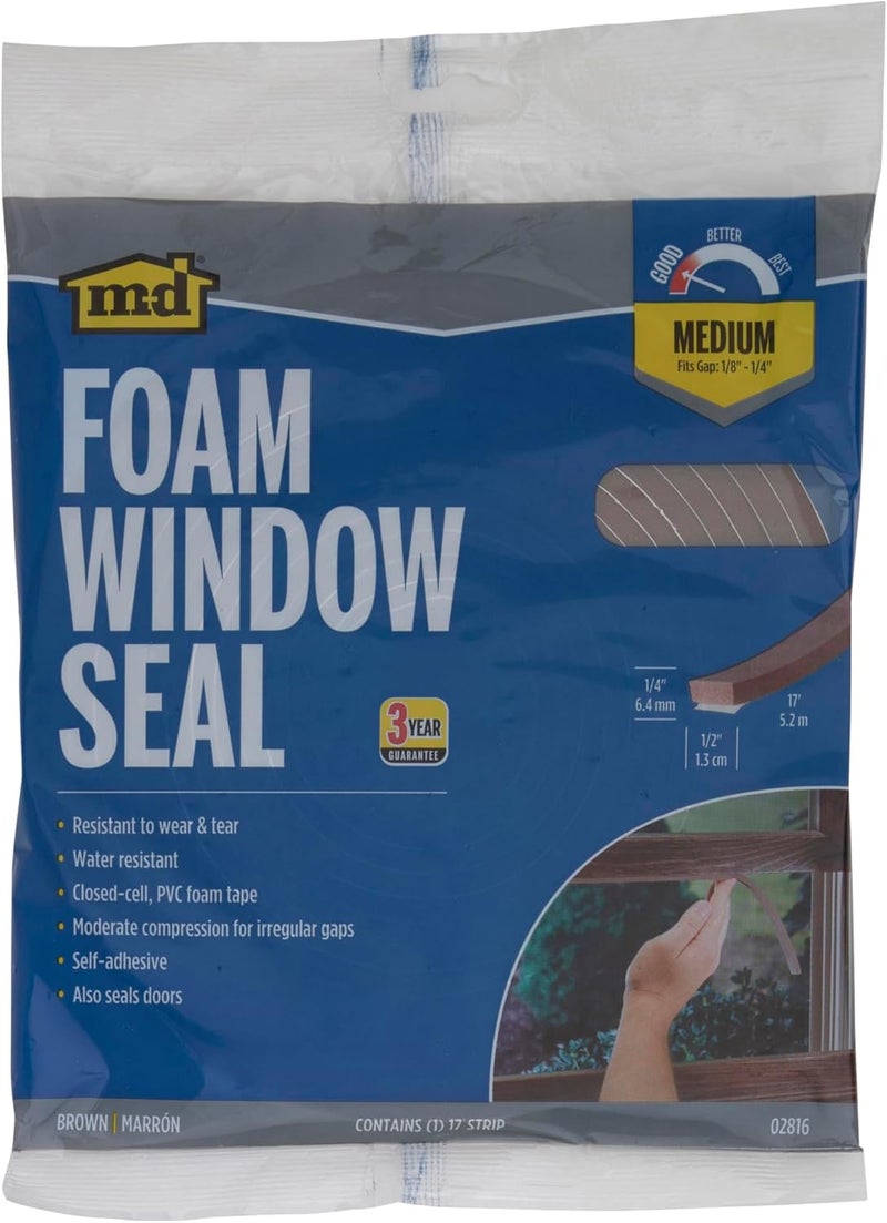 M-D Building Products Closed-Cell Weather-strip, 1/2 In W X 17 Ft L X 1/4 In T, Brown - Image 4