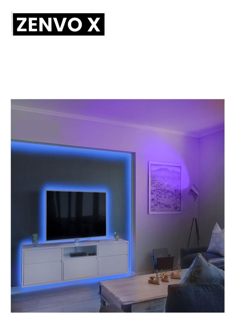 zenvo X LED Strip Lights 15 ft in Blue/Green/Red, Colored USB TV Backlight with Remote, Mood Light for Living Room, Bedroom, TV, and More - Image 2