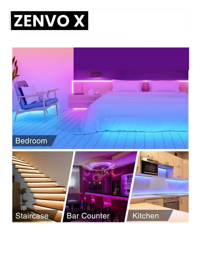 zenvo X LED Strip Lights 15 ft in Blue/Green/Red, Colored USB TV Backlight with Remote, Mood Light for Living Room, Bedroom, TV, and More - Image 4