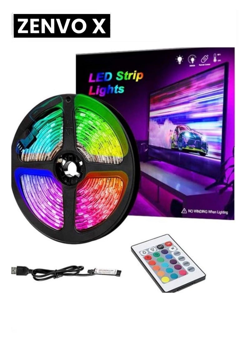 zenvo X LED Strip Lights 15 ft in Blue/Green/Red, Colored USB TV Backlight with Remote, Mood Light for Living Room, Bedroom, TV, and More - Image 5