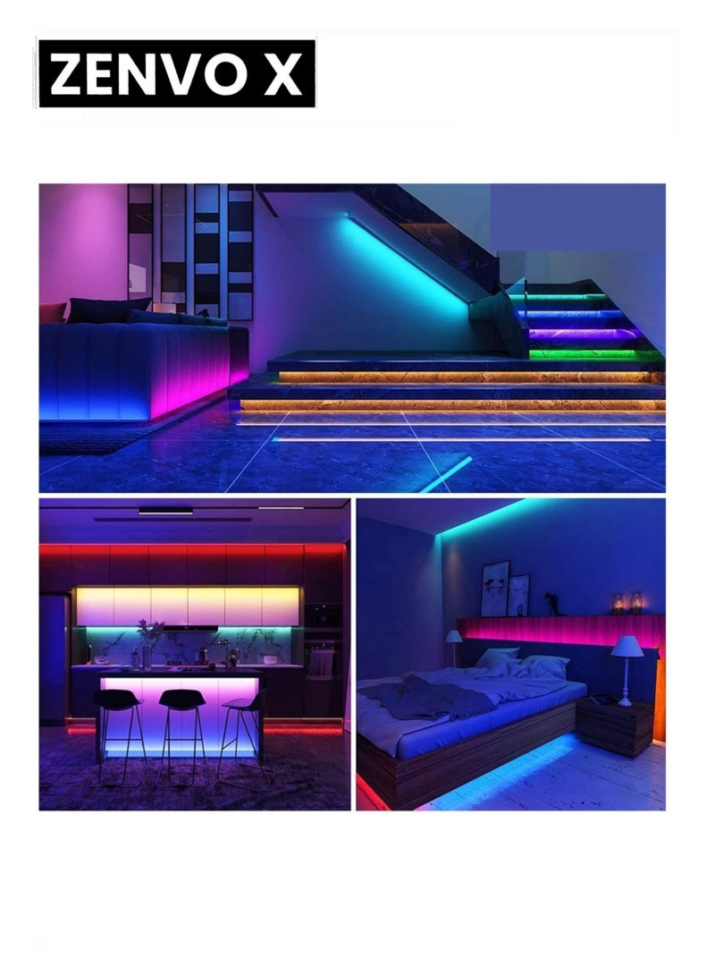 zenvo X LED Strip Lights 15 ft in Blue/Green/Red, Colored USB TV Backlight with Remote, Mood Light for Living Room, Bedroom, TV, and More - Image 3