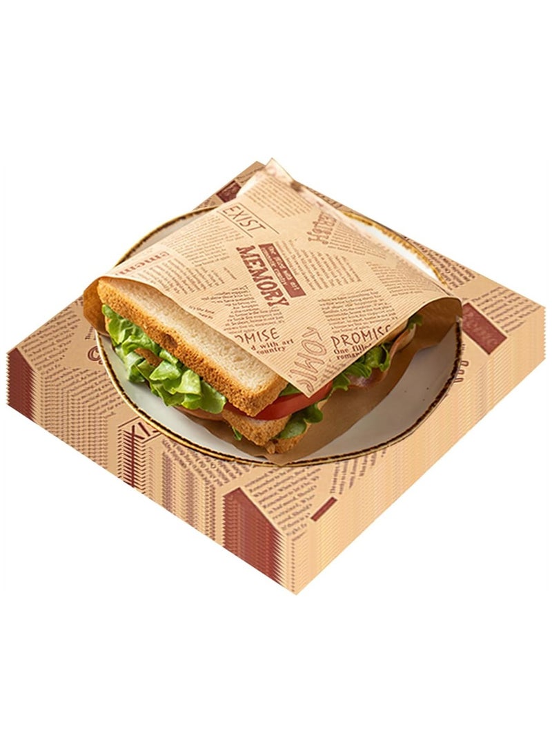 Excefore 100pcs Triangle Paper Bag for Food Wrapping, Disposable Burger Sandwich Bread Snacks Greaseproof Wrapping Paper Bag, No Need to Fold, Non-Stick (18x18cm) - Image 5