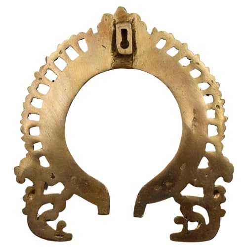 Bhunes Brass Hand-Carved Prabhavali for Murti Frame, Temple-Style Panchaloha Decor, Lakshmi Ganesh Shiva Parvati Murugan Vishnu Idol Showpiece, Gold, 9 Inch, 1 Piece - Image 5