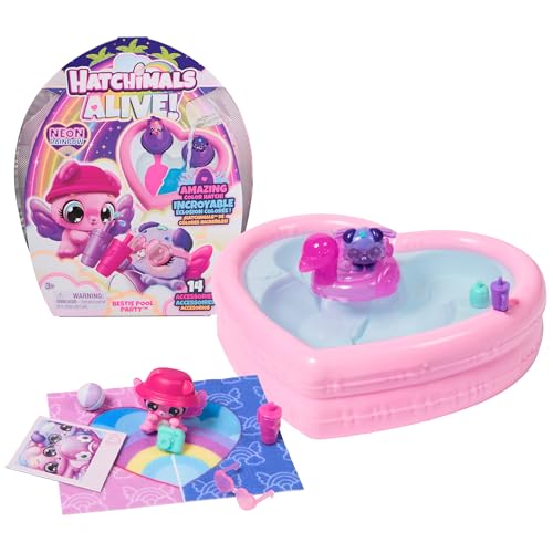 Hatchimals Alive Neon Rainbow Bestie Pool Party with 2 BFF Figures in Color Reveal Eggs 14 Accessories Kids Toys for Ages 3 and up - Image 1