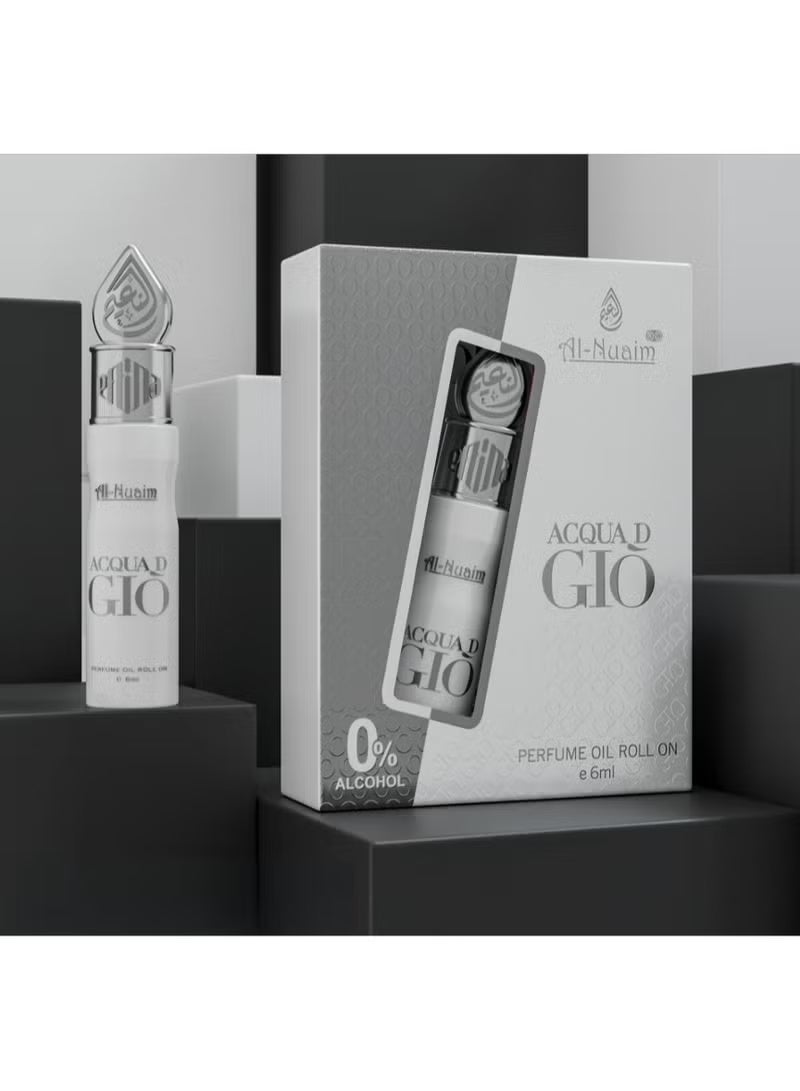أل نواعم عطر النعيم أكوا دي جيو رول أون 6 مل | زيت عطري مركز للجنسين خالٍ من الكحول | رائحة منعشة تدوم طويلاً بنفحات مائية وحمضية للرجال والنساء | حجم مناسب للجيب - Image 1