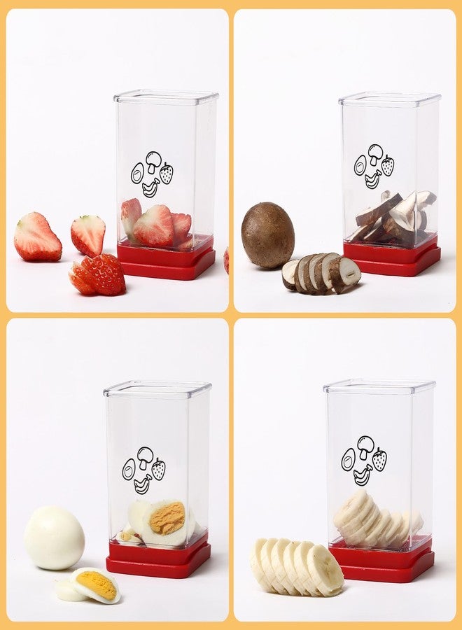 Edgnb 3 Pack Cup Slicers, Fruit Slicer Vegetable Speed Slicer with Push Plate, Cup Egg, Banana Slicers Strawberry Cutter Quickly Making Fruit Vegetable Salad - Image 3