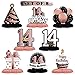 LINGTEER Happy 14th Birthday Rose Gold Table Honeycomb Centerpieces Cheers to 14th Birthday Fourteen Years Old Party Table Decorations Gift Sign - Image 3