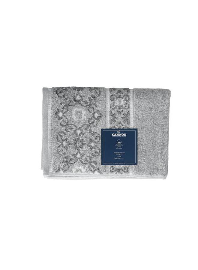 Cannon Floral Pattern Cotton Jacquard Towel Light Grey And White 50 X 100Cm F-T-Cn-L50-Jq-Lgy - Image 1