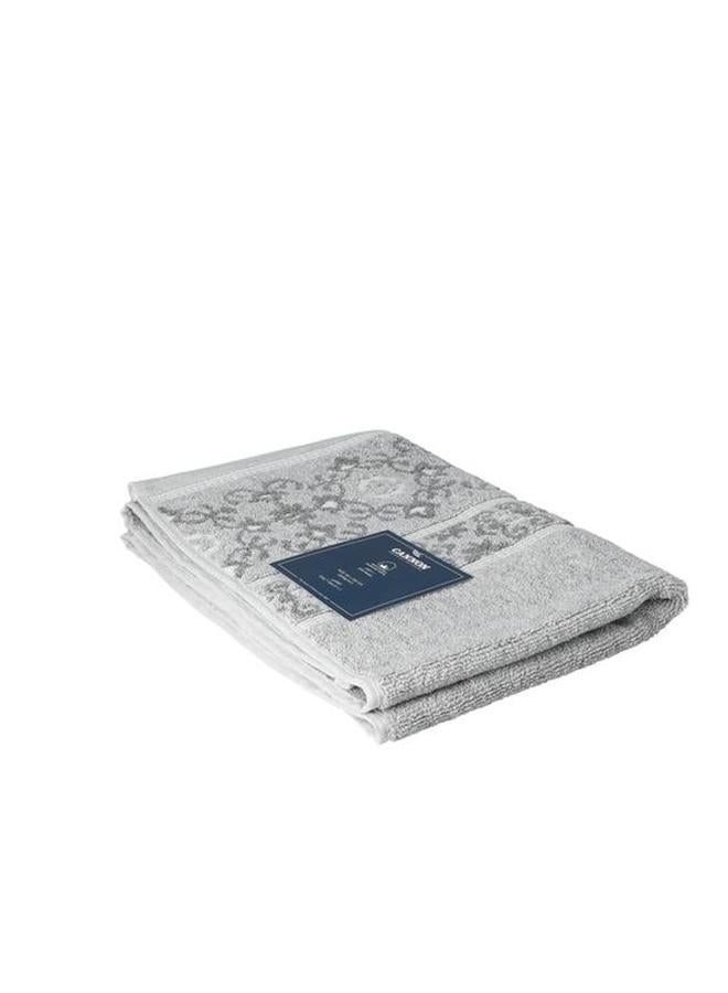 Cannon Floral Pattern Cotton Jacquard Towel Light Grey And White 50 X 100Cm F-T-Cn-L50-Jq-Lgy - Image 2