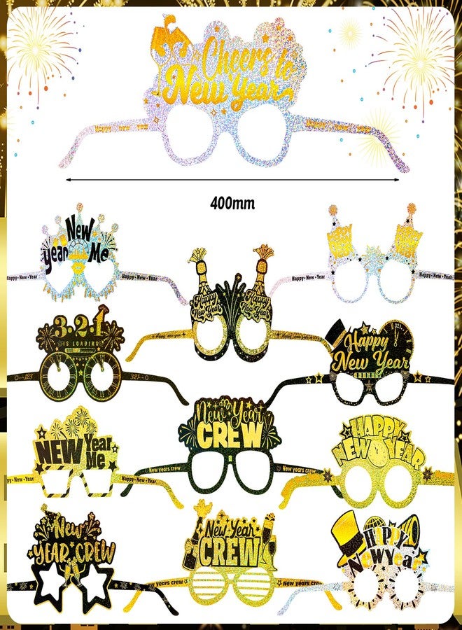 هواف لوازم حفلات رأس السنة الجديدة من HOWAF لعام 2026، 36 قطعة من عصابة رأس لحفلات رأس السنة الجديدة السعيدة وقبعات مخروطية وورق لامع ونظارات طبية وصانعات ضوضاء وزخارف ذهبية سوداء لرأس السنة الجديدة 2026 وإكسسوارات هدايا رأس السنة الجديدة - Image 2