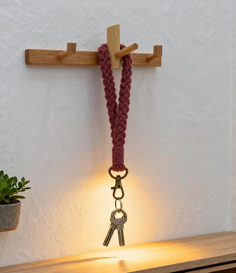 Moydolo Macrame Boho Keychain Bracelet Holder Handmade Keychain Wristlet Key Chain Wrist Lanyard for Women Girls - Image 3