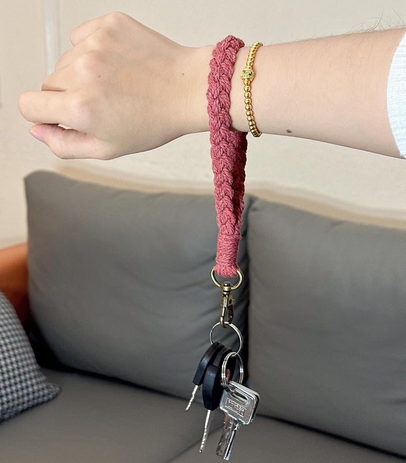 Moydolo Macrame Boho Keychain Bracelet Holder Handmade Keychain Wristlet Key Chain Wrist Lanyard for Women Girls - Image 4