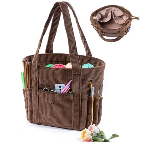 MYBAGZING حقيبة كروشيه MYBAGZING وحقيبة توت - حقيبة خيوط قطنية - حامل خيوط للكروشيه - حقيبة تخزين للكروشيه لأدوات الكروشيه، ملحقات الكروشيه، حقيبة حياكة لعشاق الكروشيه، هدية عيد الأم - Image 1