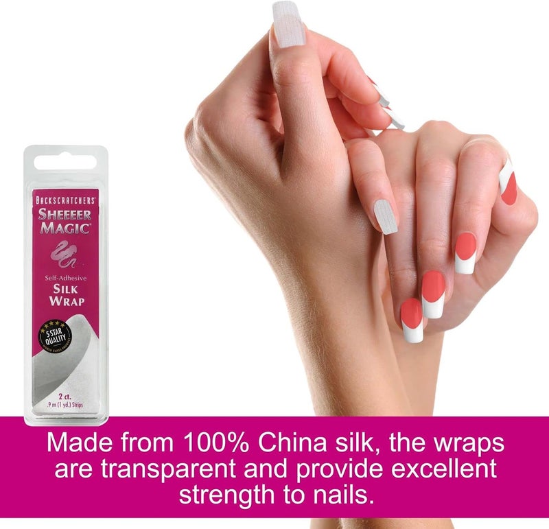Backscratchers Extreme Sheeeer Magic Silk Wrap - Self-Adhesive Nail Repair Strips, 2 Count - Image 3