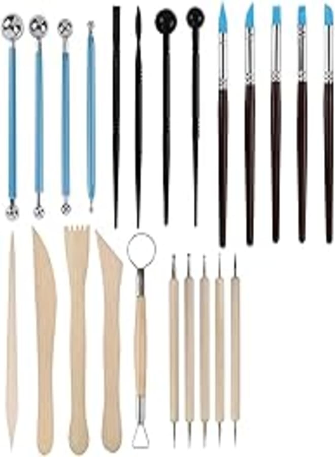 Delfino Ball Stylus Dotting Tools, Polymer Modeling Clay Sculpting Tools Set for Sculpture Pottery Modeling Rock Painting Nail Art Painting Kit and Cake Fondant Decoration