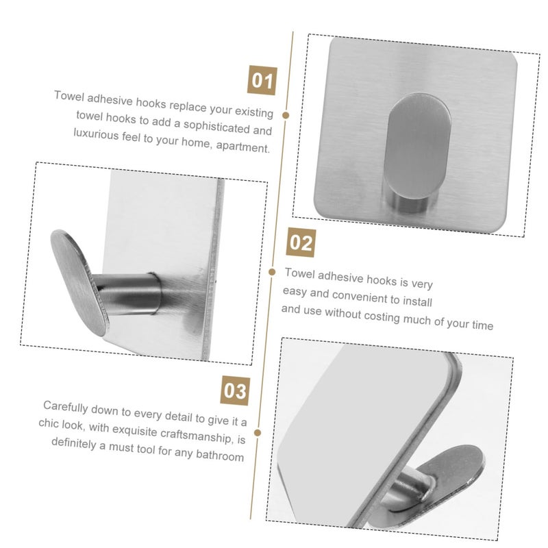 Stainless Steel Adhesive Wall Hooks for Towels Keys and Coats 4 Pack Easy Installation - Image 5