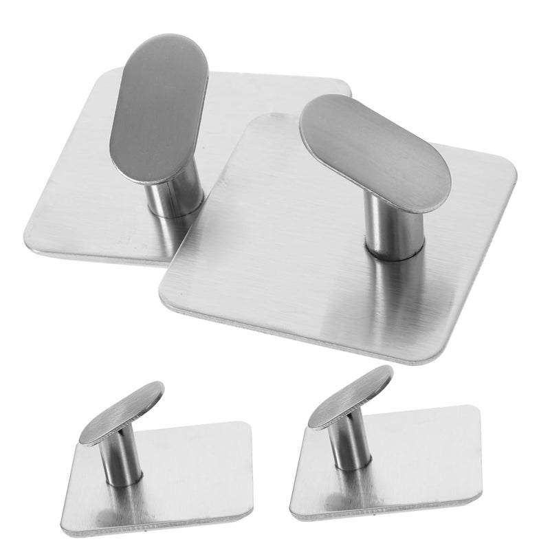 Stainless Steel Adhesive Wall Hooks for Towels Keys and Coats 4 Pack Easy Installation - Image 4