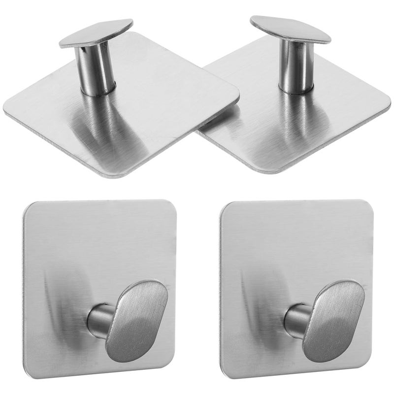 Stainless Steel Adhesive Wall Hooks for Towels Keys and Coats 4 Pack Easy Installation - Image 2