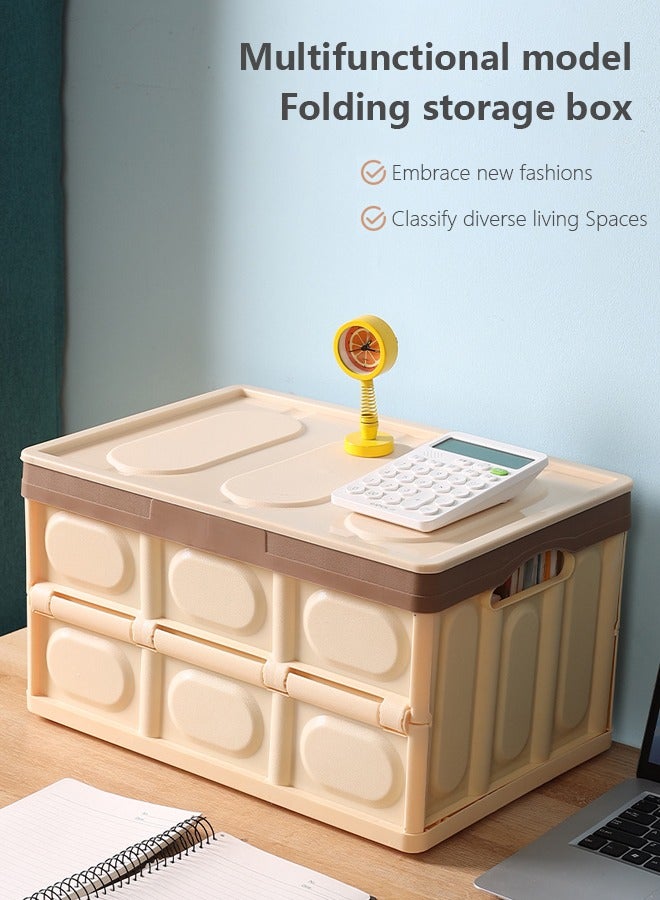 Occuwzz Storage Box Sturdy Car Foldable Storage Box Storage Box Can Store Sundries Stationery Clothes Yellow 28L  - Image 1