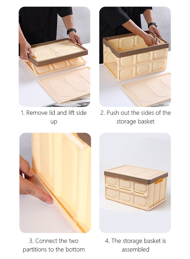 Occuwzz Storage Box Sturdy Car Foldable Storage Box Storage Box Can Store Sundries Stationery Clothes Yellow 28L  - Image 4