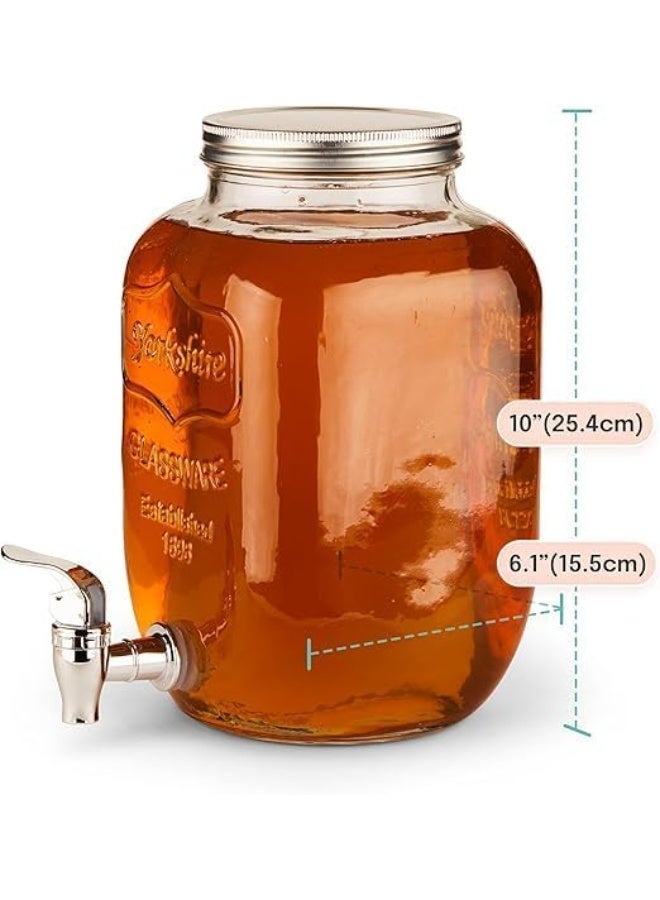 Xboat Glass Drink Dispenser for Parties - 1 Gallon Glass Jar Beverage Dispenser with Leak Free Spigot, 1 Gallon, Clear | For Parties, Weddings, Sun Tea Jar, Laundry Detergent, & Lemonade Dispenser - Image 1