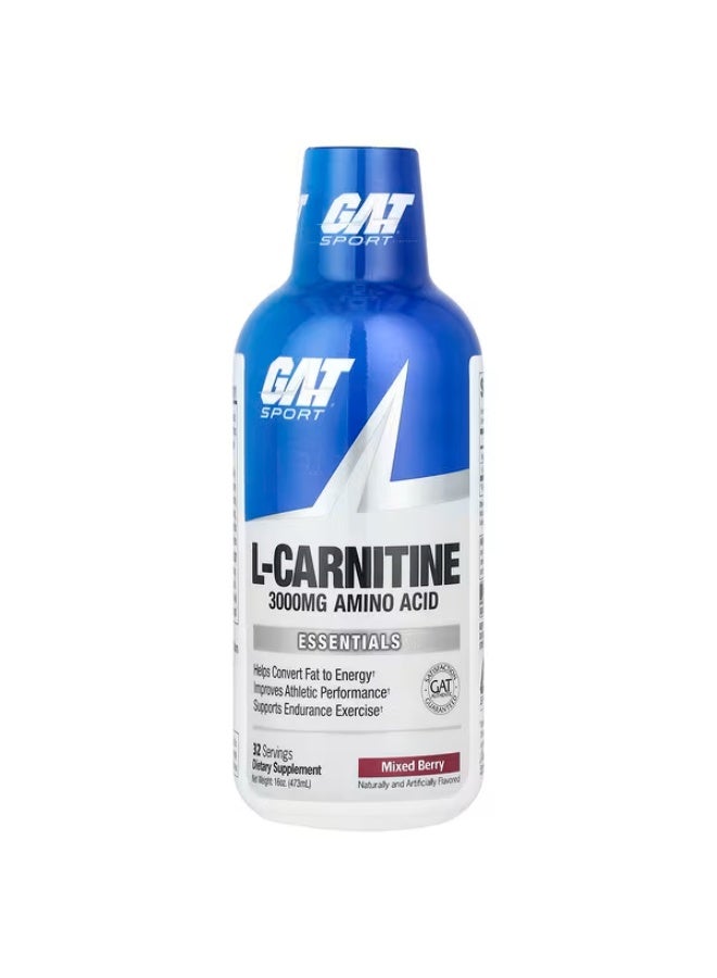 GAT SPORT GAT, L-Carnitine, Amino Acid, Mixed Berry, 3,000 mg, 16 oz (473 ml) - Image 1