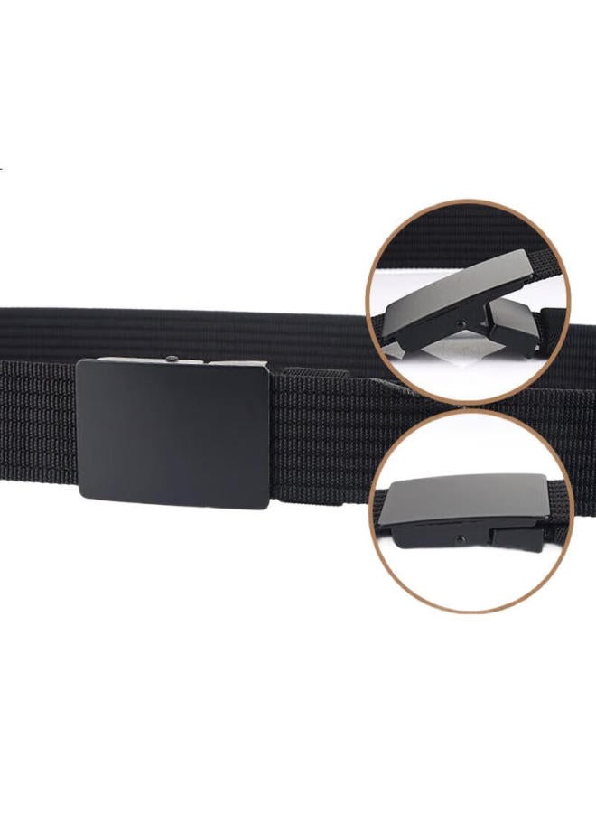 JEVI Jiweinanshi Canvas Belt, Casual Automatic Buckle Nylon Trouser Belt For Young And Middle-Aged Men, Trendy Versatile Belt Without Holes - Image 1