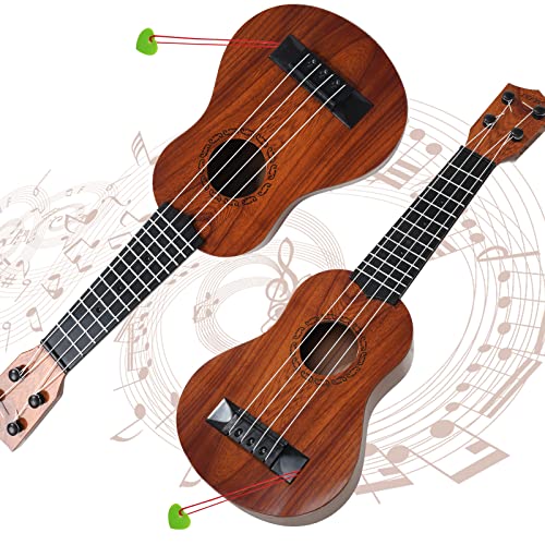 Raimy 17in Kids Ukulele Guitar  4 Strings Mini Guitar Children Musical Instruments Educational Toys with Picks for Toddler Kids Boys Girls Beginner Mahogany - Image 5