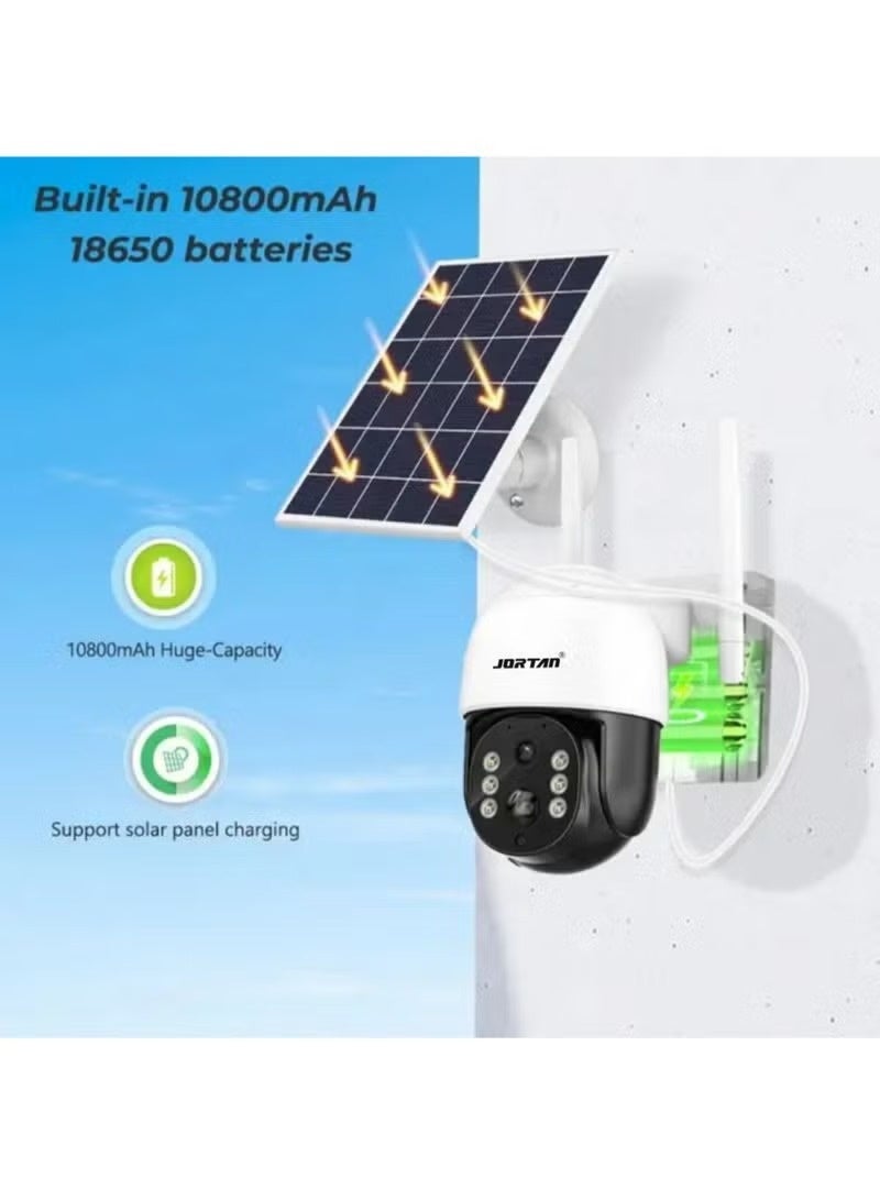 JORTAN 8MP Solar WiFi 4G Outdoor Security Camera | Wireless PTZ CCTV Camera with 360° Pan Tilt Motion Detection 2-Way Audio Color Night Vision IP66 Waterproof 10800mAh Battery for Home Farm Garage Outdoor Surveillance - Image 3