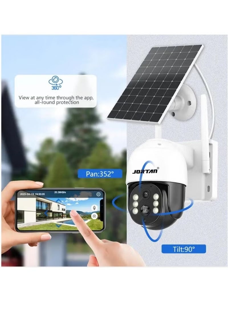JORTAN 8MP Solar WiFi 4G Outdoor Security Camera | Wireless PTZ CCTV Camera with 360° Pan Tilt Motion Detection 2-Way Audio Color Night Vision IP66 Waterproof 10800mAh Battery for Home Farm Garage Outdoor Surveillance - Image 4