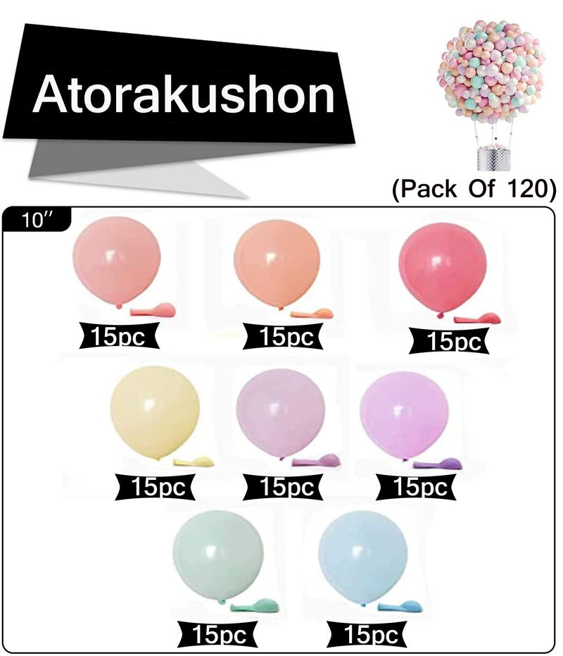 atorakushon Assorted Rainbow Colour Pastel Latex Party Balloons 10''Inches Pack of 120 For Home Decoration Happy Birthday Party Supplies Wedding Anniversary Baby Shower Office Party Purpose - Image 4