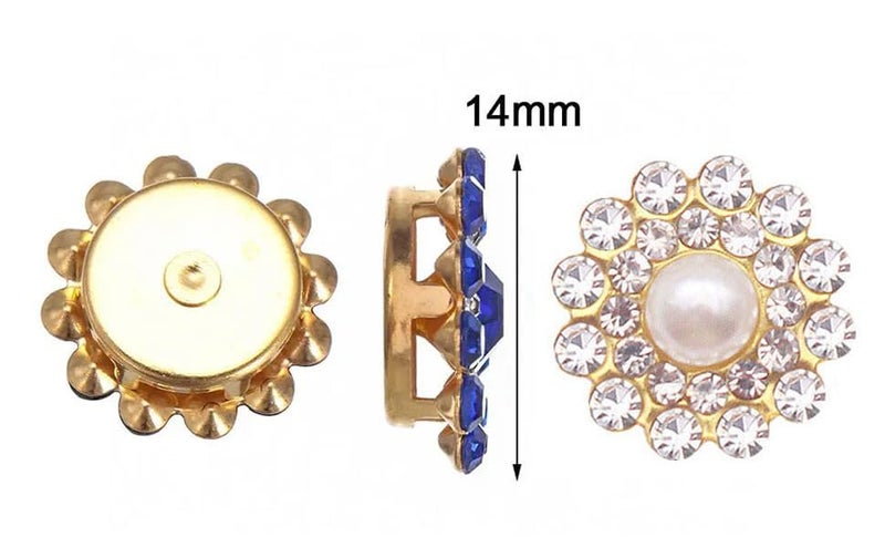 UYTRDVG 100Pcs 14Mm Sew On Pearls Rhinestones Crystals Glass Gems  Sunflower Metal Claw Flatback Rhinestones Jewelry For Clothes Dress Shoes Earring Crafts Sewing Decoration Accessories(Pearl) - Image 2