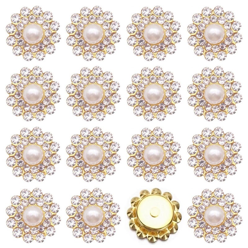 UYTRDVG 100Pcs 14Mm Sew On Pearls Rhinestones Crystals Glass Gems  Sunflower Metal Claw Flatback Rhinestones Jewelry For Clothes Dress Shoes Earring Crafts Sewing Decoration Accessories(Pearl) - Image 1