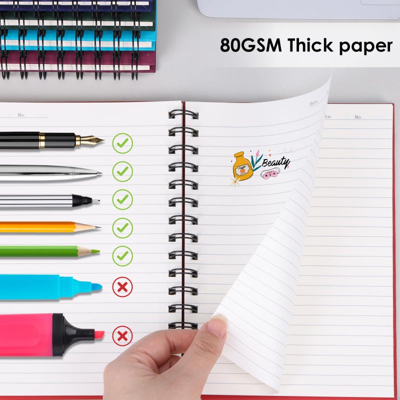 LABUK 8pcs Hardcover Spiral Notebook, A5 Spiral Journals, 160 Pages College Ruled Thick Paper for Work, School and Gifts, Assorted Colors, 5.5x8.5in - Image 4